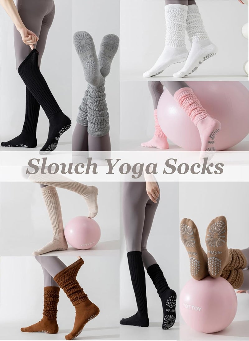 Hstyle Grip Pilates Socks for Women, Slouch Scrunch Yoga Barre Socks for Hospital Workout - Image 5